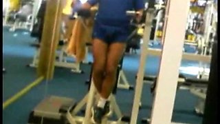 Sporty dude has no idea of flashing his balls on hidden cam in the gym