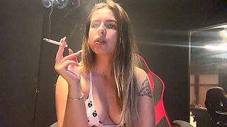 Your Perfect Blondie Smokes in Bra