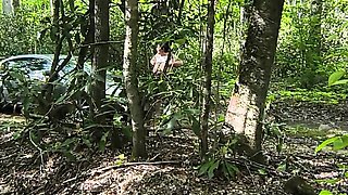 She's Caught Pussy Rubbing in the Woods Squirting on Her Car Hood