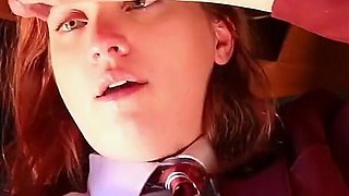 Hot British Schoolgirl Sucks Anonymous Cock at the Milking Table