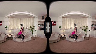 Brook Logan Pink Party Dress With Black Glossy Legwear & Special Dildo Treat - 8k Vr