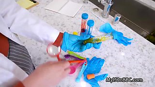 cougar scientist milks lab partners big black penis