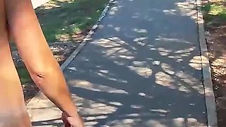 Pussy Flash - My Exhibitionist Wife Walks Naked in the Street Where Many People Pass - Caught!!!