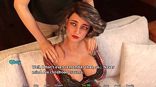 Stepmom gives a sensual shoulder massage and flashes her huge boobs