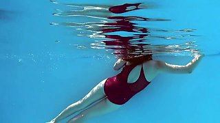 Fernanda Releve Pink Swimsuit Gymnast In The Pool