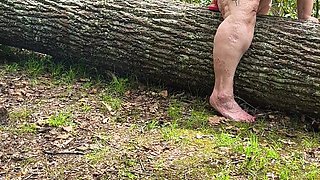 Pussy Pleasing Tree Log Squirting Fat Hog