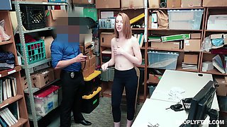 Skinny petite teen fucked for freedom after getting caught stealing