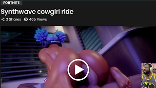 Tight Bald Pussy Kiriko Rides Two Cocks in Her Slut Holes, Beautiful Ebony Synthwave Cowgirl Rides