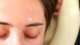 Hot Babe Receives Piss in Her Throat, Gets Facefucked, and Eat Sperm