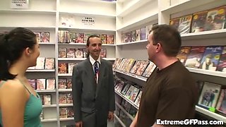 Asian Look Cock Slut Fucked Hard In Sex Shop