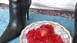 Smoking Mistress and Licking Dessert From Boot Soles, POV Clip, Lady Victoria Valente