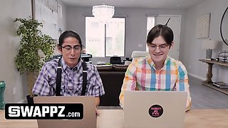 Swappz - hot stepsisters Alex Coal and Kenna James nail their nerdy stepbros