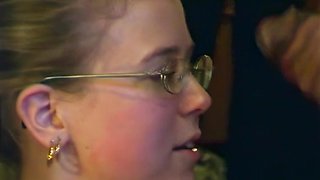 Nerd girl first bukkake unbelievable porn movie