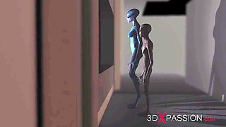 Area 51. A sexy young blonde gets fucked hard by sci-fi soldier in the lab