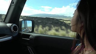 You hit the beach with Vina and she sucks your cock in the car.
