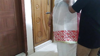 Local Desi Female School Teacher Wearing Saree Blouse When A student Entry Her Room & Give Her Softcore Fuck