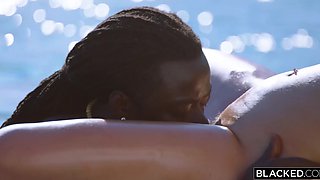 Outdoor pool fuck with busty Blonde MILF Angel Wicky and BBC