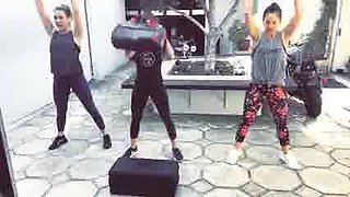 Alison Brie, Molly McQueen, Minka Kelly working out