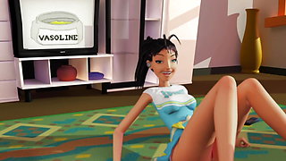 3DGSPOT - Horny Cheerleader Masturbates Her Tiny Pussy And Gets Two Orgams! 3D ANIMATION!