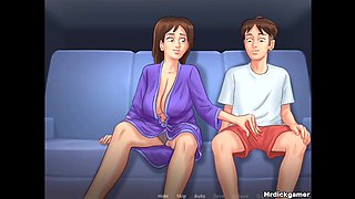 Busty milf gives an ultimate blowjob at home during summertime saga