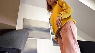 Hot redhead amateur college girl comes for a fashion try on haul turns into a porn casting