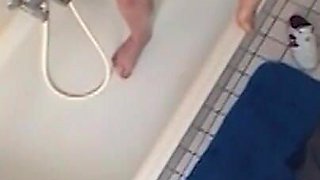 Sexy chubby amateur fucks herself in the bathroom