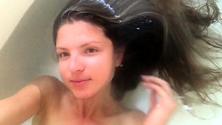 Lovely Amateur teen brunette masturbating outdoor