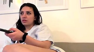 Sexy leggy brunette enjoys foot fetish