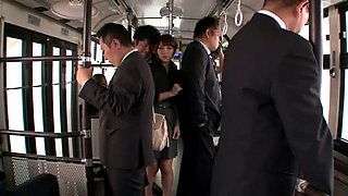 Strangers pick up a Japanese girl on the subway and fuck her