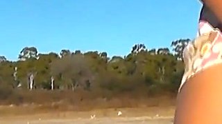 Amateur Latina Flashing Pussy and Ass River Bank