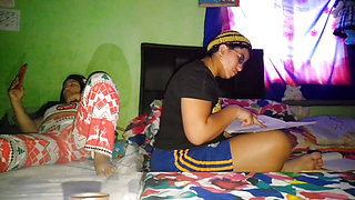I masturbate my big pussy while my stepsister does her college homework
