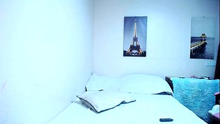 Busty curly brunette with big boobs fucks on couch