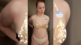 Try on - Golden Swimsuit in the Fitting Room