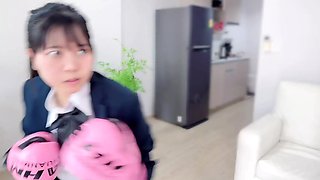Hot asian schoolgirl gets creampied after a hard fuck