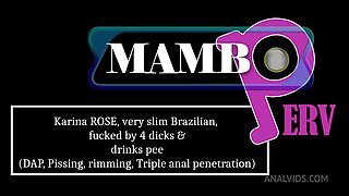 Karina Rose, Very Slim Brazilian, Fucked By 4 Dicks & Drinks