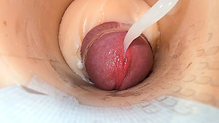 Camera deep inside tight pussy captures huge cum explosion