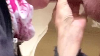 Blowjob in the Washing Machine Room - Real Couple