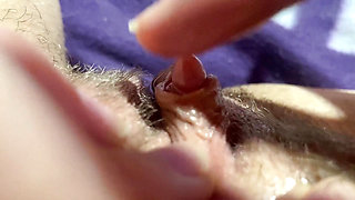 Huge clitoris rubbing and jerking orgasm in extreme close up masturbation