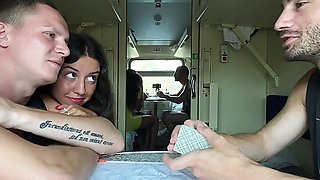 Cuckold watches his wife getting fucked by his best friend in a train compartment - 2.5