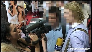 A Brunette Films a Lot of Hardcore Sex Action at an Adult Convention - Private Porn Sex Videos