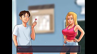 Stepmom with big boobs in an anime schoolgirl fantasy