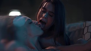 Horny sisters Karla Kush and Jill Kassidy make love in the middle of the night