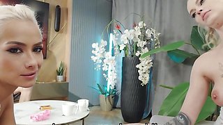 SWAP4K. Feet massage ended up as a hot threesome while her boyfriend was taking a shower