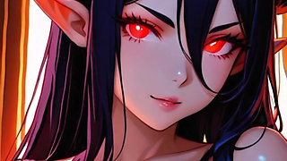 Horned Demon Goddess Riding a Magical Toy - Epic Fantasy Hentai