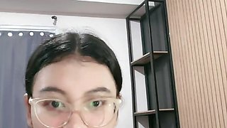 Asian girl stripping her underwear keeps stroking