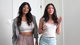 Step Sis and BFF Catch Me Jerking Off and Wanna Film A Video Jane Wilde x Cami x Lev