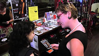 A teeny and an old milf have a lot of pleasure with a big vibrator.