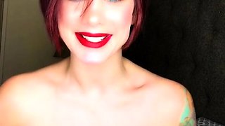 Glamour babe with big boobs masturbates in lingerie