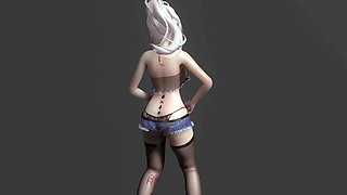 [mmd] Haku-wiggle; Erotic Tattoos; Black Stockings; Jeans; Glasses; Lingerie