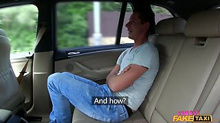 Blonda milf tempts a masculine student in her euro cab - chick faux taxi
